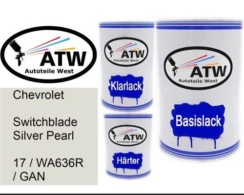 Chevrolet, Switchblade Silver Pearl, 17 / WA636R / GAN: 500ml Lackdose + 500ml Klarlack + 250ml Härter - Set, von ATW Autoteile West.